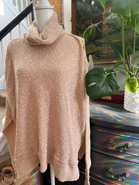 Free People Blush/Cream Cowl Neck Sweater